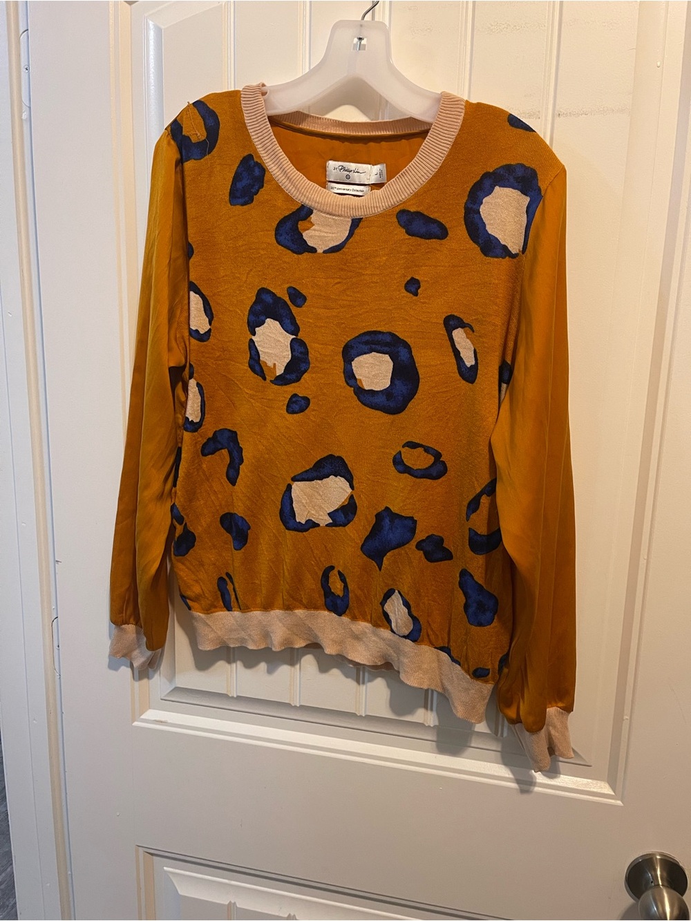 Phillip Jim for Target Women’s Mustard Animal-Print Sweater with Blue Accents